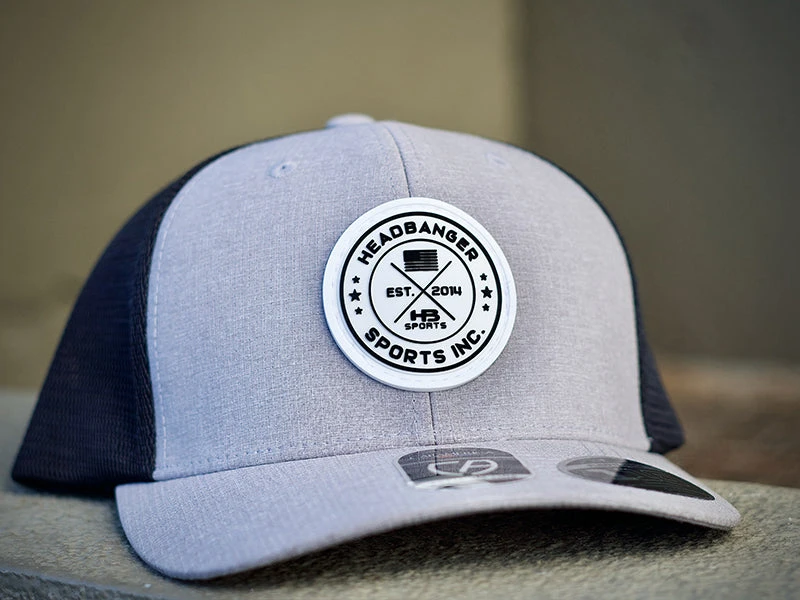 Headbanger Exclusive Flexfit Snapback Hat: Silver With White Circle Badge - Image 3
