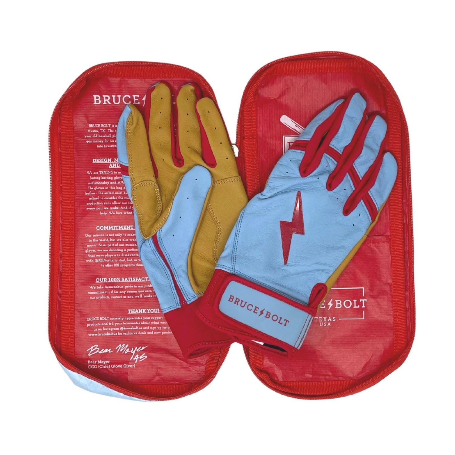 Bruce Bolt PREMIUM PRO BADER Series Short Cuff Batting Gloves: Baby Blue - Image 7
