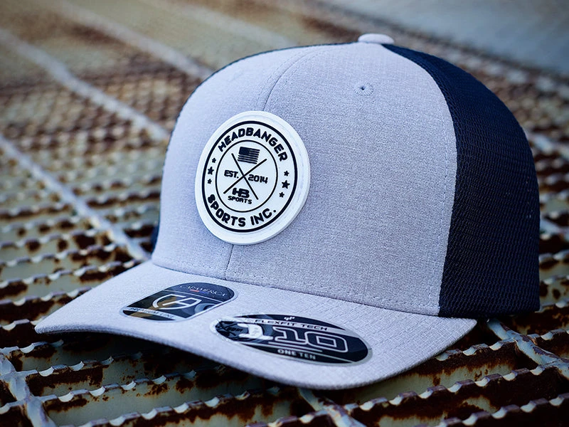 Headbanger Exclusive Flexfit Snapback Hat: Silver With White Circle Badge - Image 2