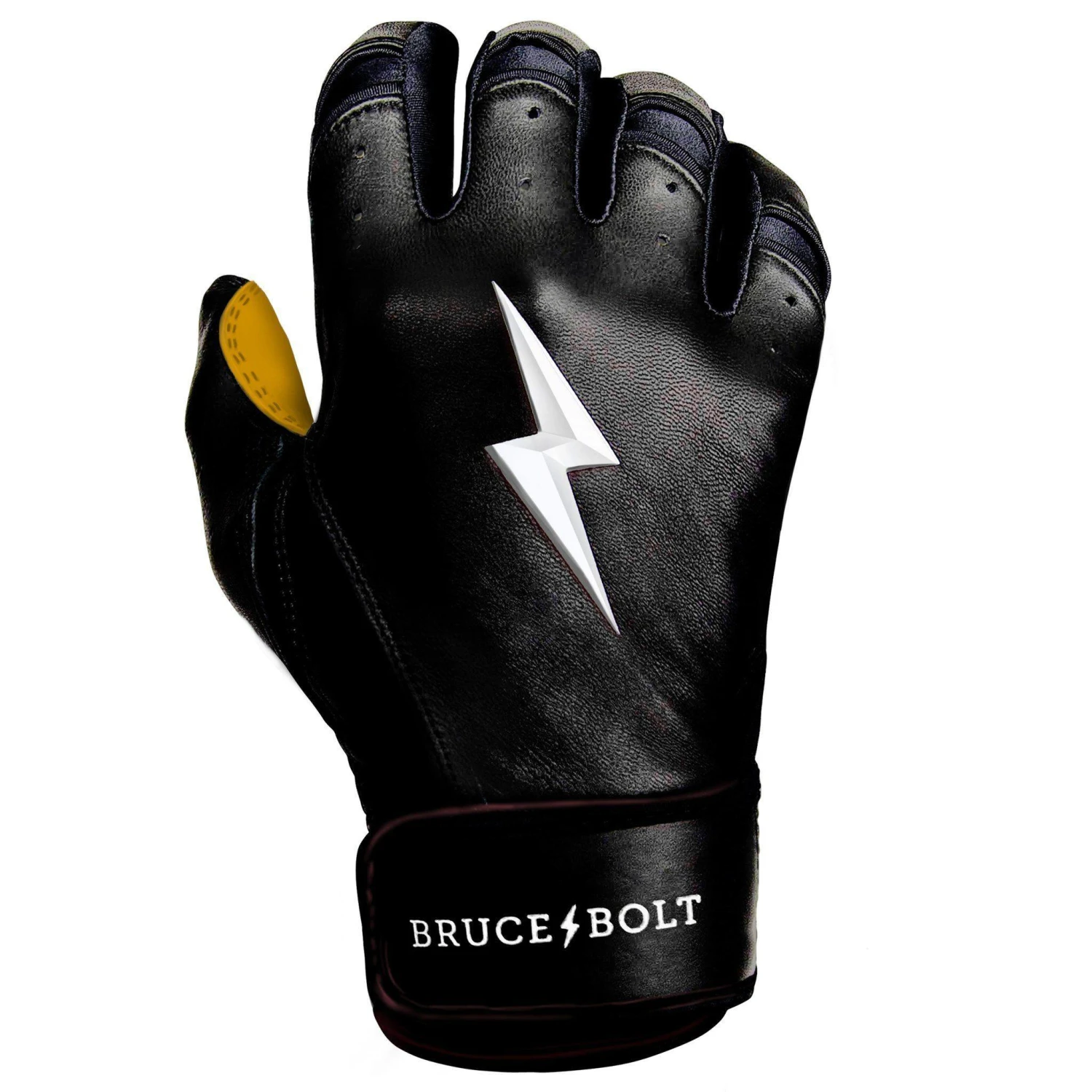 Bruce Bolt PREMIUM PRO Short Cuff Batting Gloves: Black - Image 10