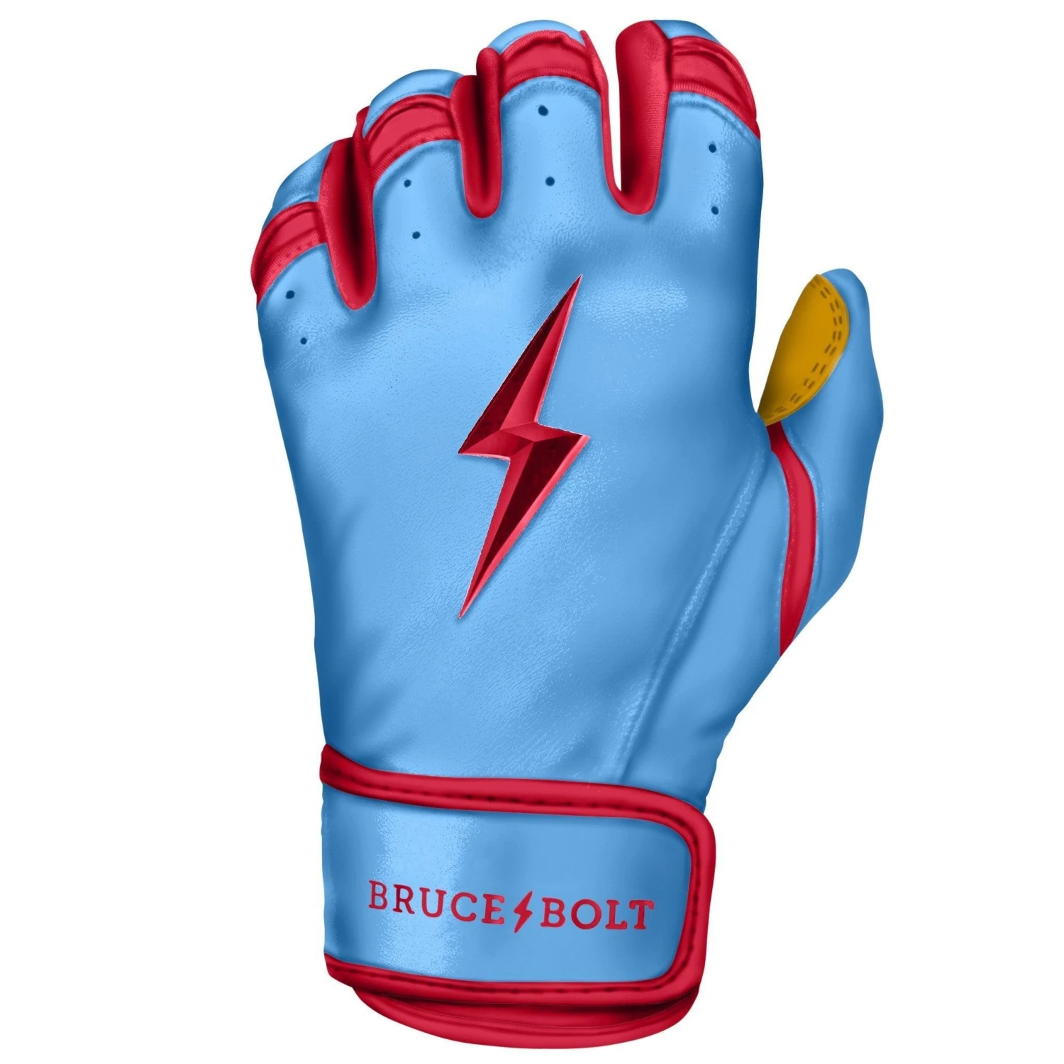 Bruce Bolt PREMIUM PRO BADER Series Short Cuff Batting Gloves: Baby Blue - Image 2