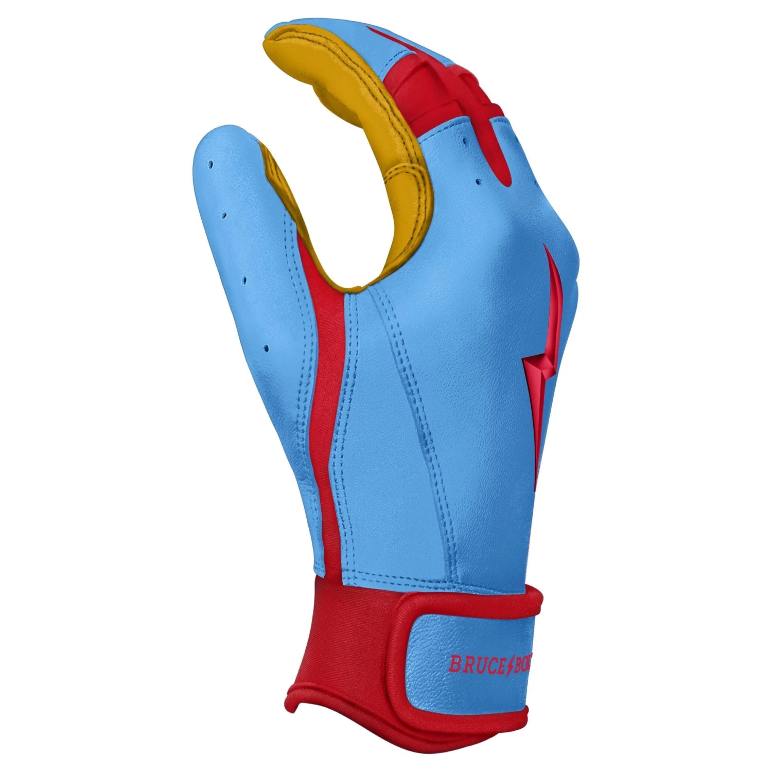 Bruce Bolt PREMIUM PRO BADER Series Short Cuff Batting Gloves: Baby Blue - Image 5