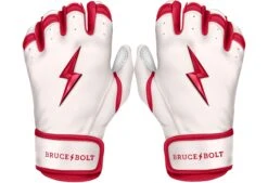 Bruce Bolt PREMIUM PRO BADER Series Short Cuff Batting Gloves: White