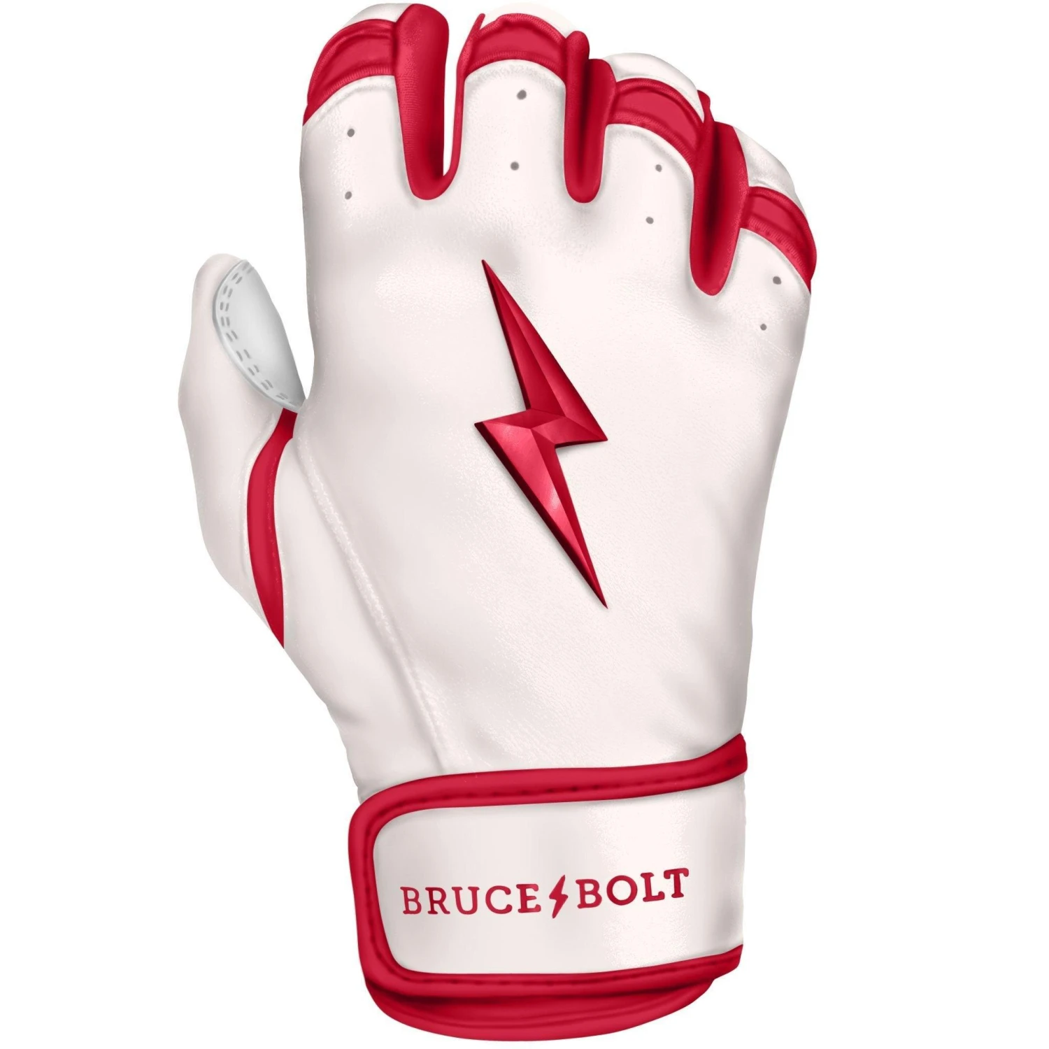 Bruce Bolt PREMIUM PRO BADER Series Short Cuff Batting Gloves: White - Image 4
