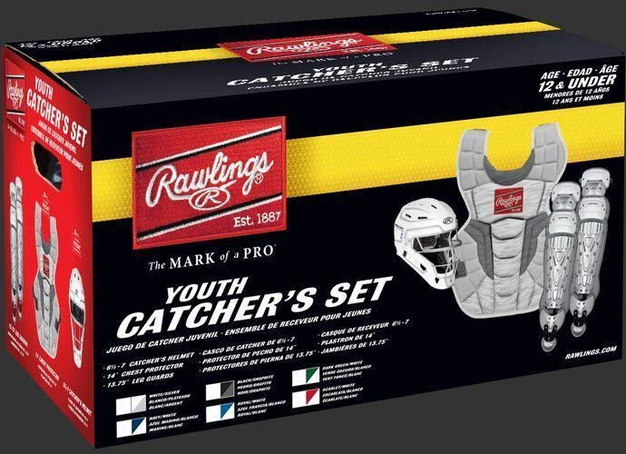 Rawlings Youth White/Silver VELO 2.0 Catcher's Gear Box Set: CSV2Y-W/SIL - Image 2
